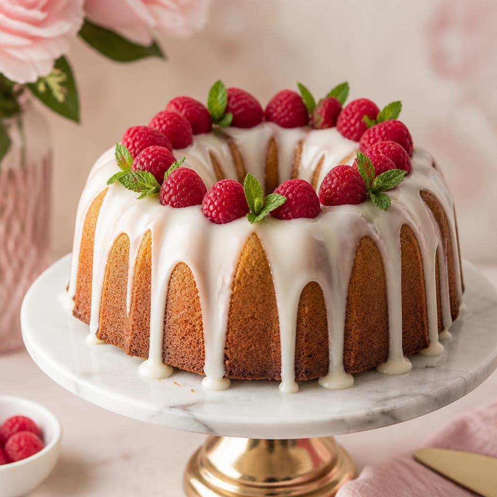 Vanilla Raspberry bundt cake